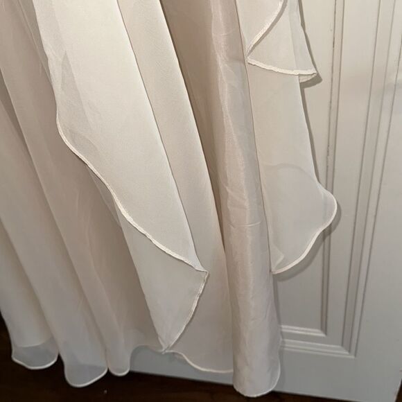 Homemade/handmade light tan double layer polyester full midi skirt - Picture 6 of 8